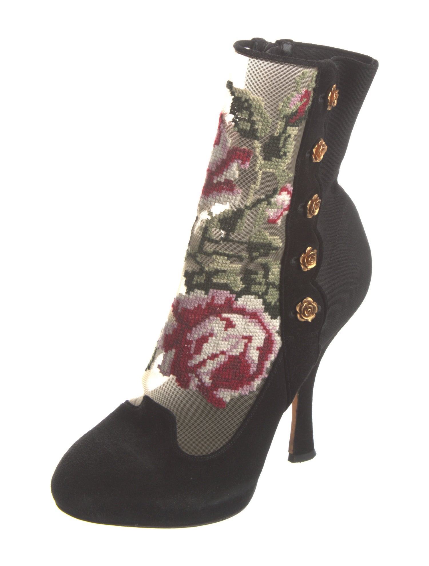 Dolce & Gabbana Suede Floral Print Sock Boots