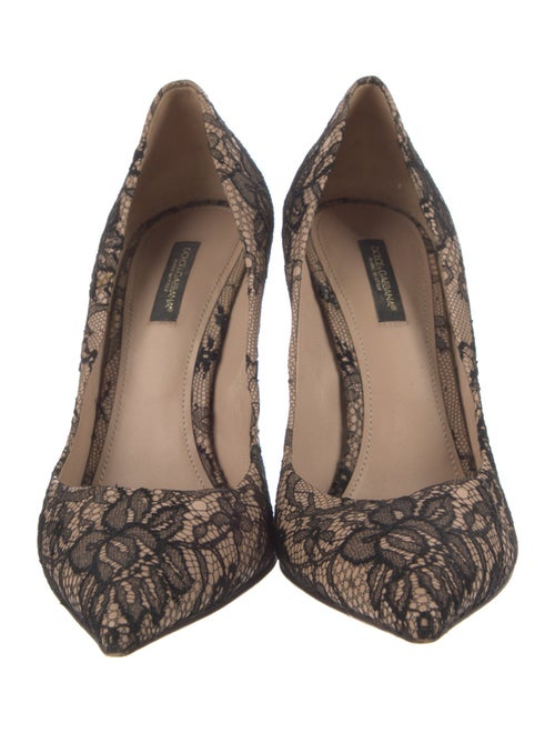 Dolce & Gabbana Leather Lace Pattern Pumps