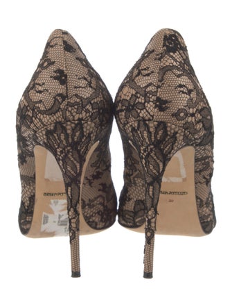 Dolce & Gabbana Leather Lace Pattern Pumps