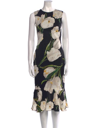 Dolce & Gabbana Floral Print Midi Length Dress