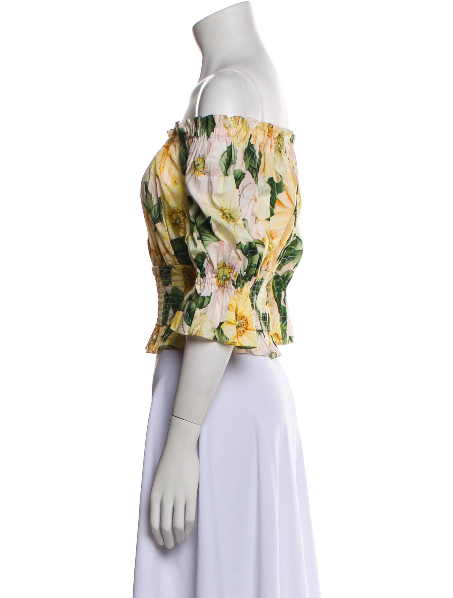 Dolce & Gabbana Floral Print Off-The-Shoulder Crop Top