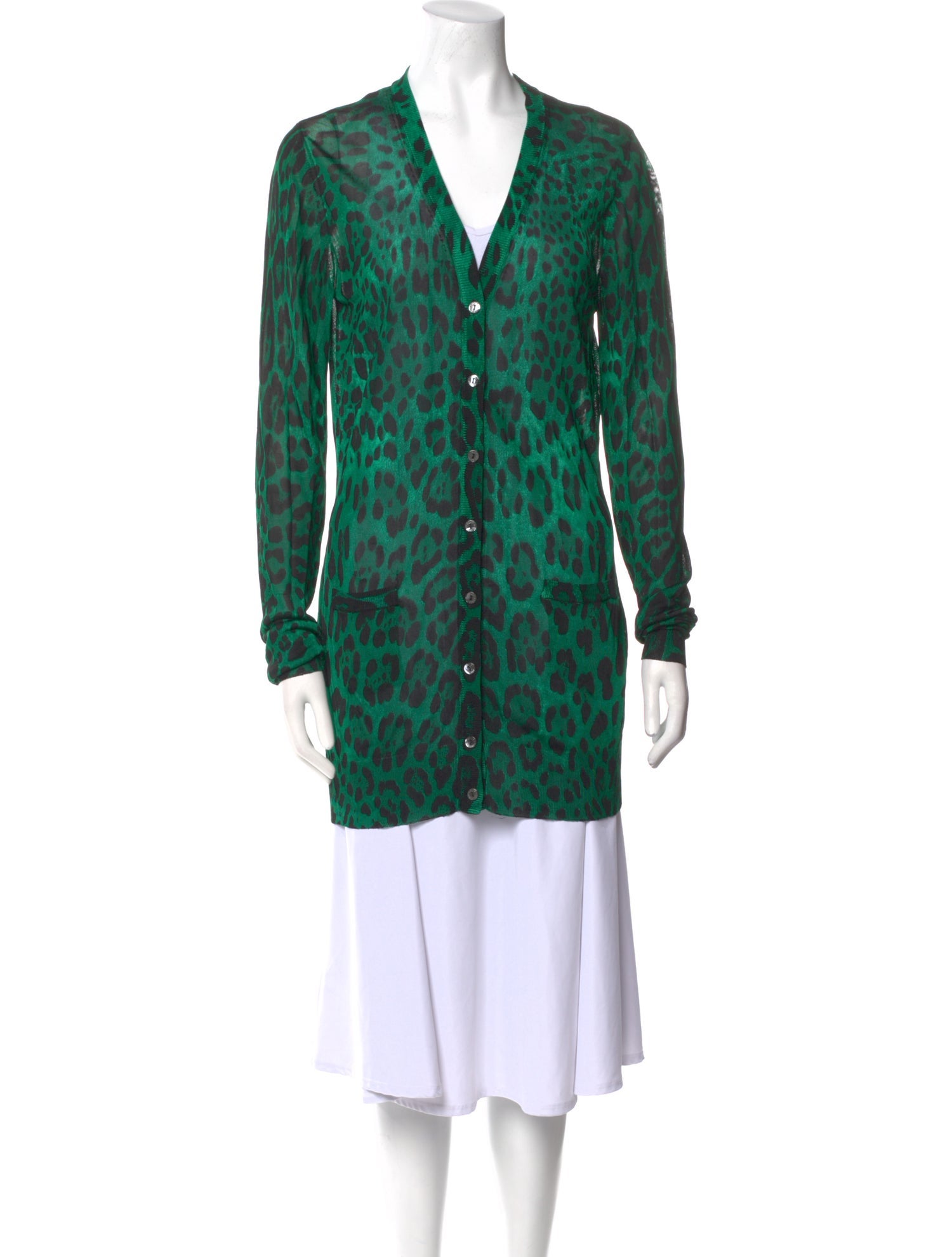 Dolce & Gabbana Animal Print V-Neck Sweater