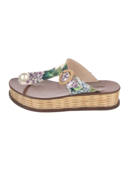 Dolce & Gabbana Patent Leather Floral Print Flip Flops