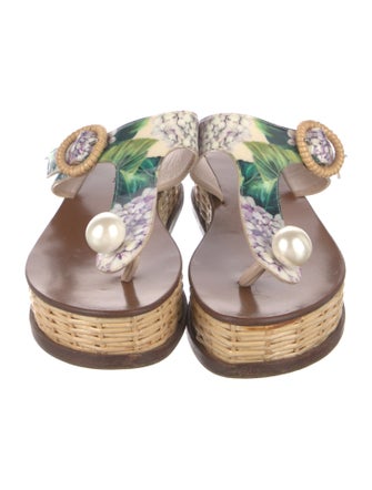 Dolce & Gabbana Patent Leather Floral Print Flip Flops