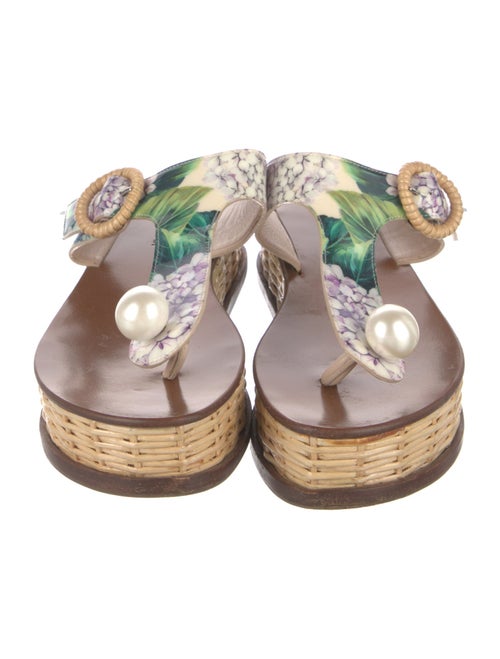 Dolce & Gabbana Patent Leather Floral Print Flip Flops