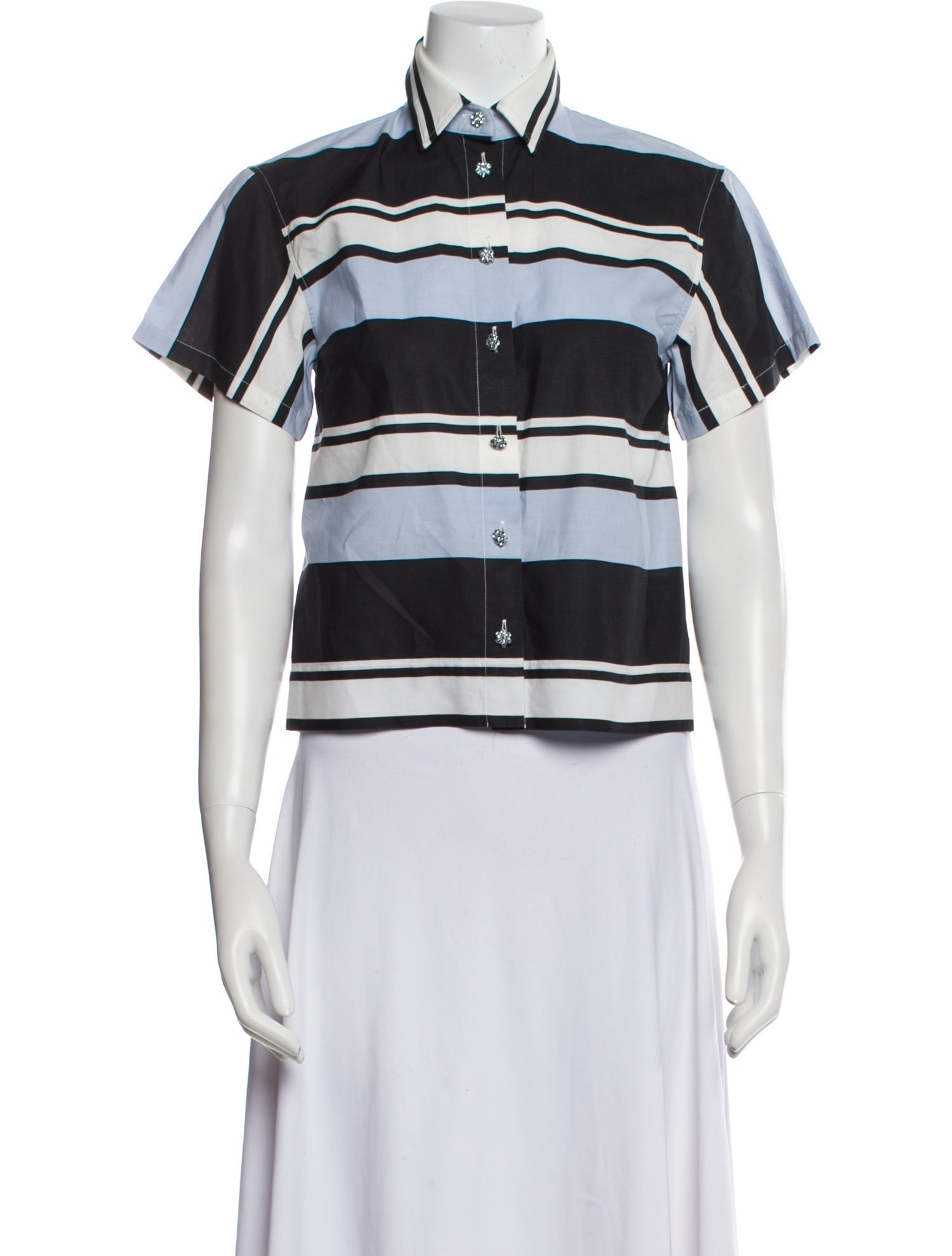 Dolce & Gabbana Striped Short Sleeve Crop Top