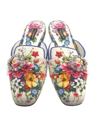 Dolce & Gabbana Canvas Floral Print Slides
