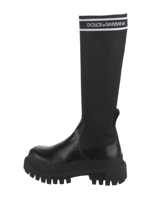 Dolce & Gabbana Leather Graphic Print Sock Boots