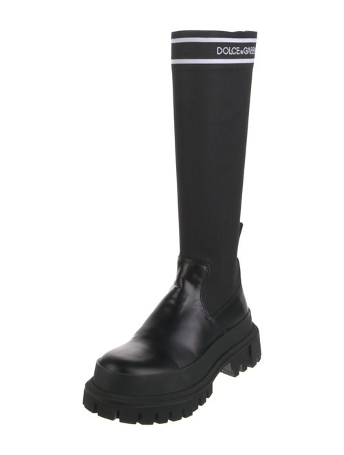 Dolce & Gabbana Leather Graphic Print Sock Boots
