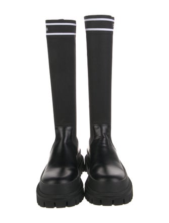 Dolce & Gabbana Leather Graphic Print Sock Boots