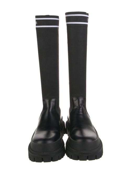 Dolce & Gabbana Leather Graphic Print Sock Boots