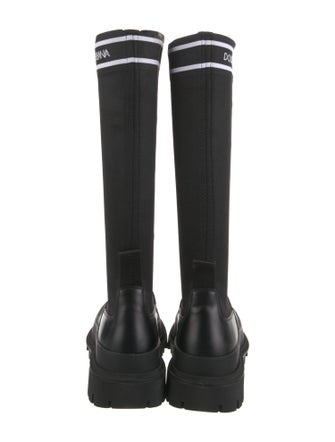 Dolce & Gabbana Leather Graphic Print Sock Boots
