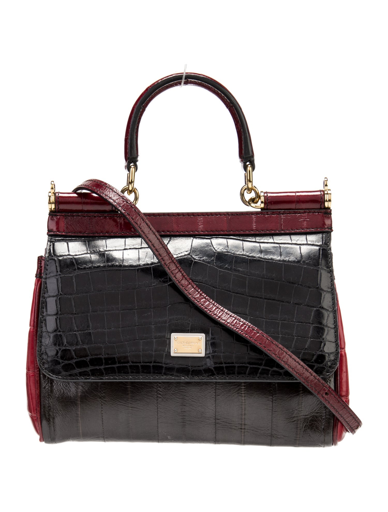 Dolce & Gabbana Leather Crocodile & Eel Sicily Bag Mini