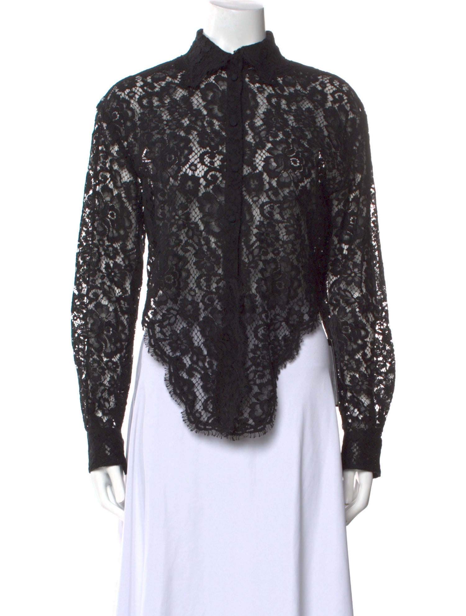 Dolce & Gabbana Lace Pattern Long Sleeve Button-Up Top w/ Tags