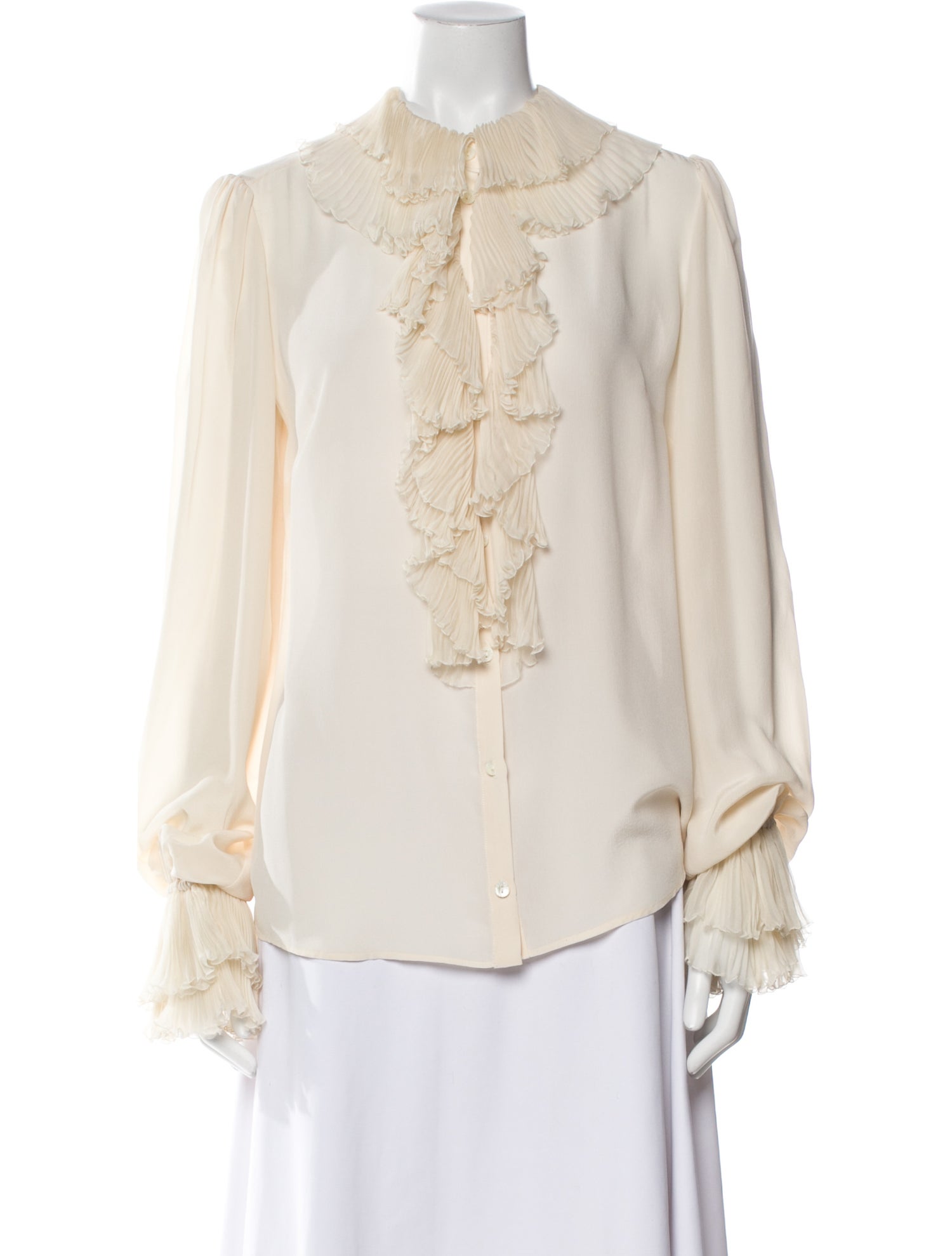 Dolce & Gabbana Silk Mock Neck Blouse