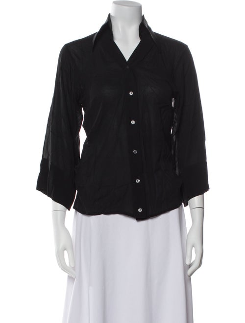 Dolce & Gabbana Silk Three-Quarter Sleeve Button-Up Top