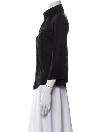 Dolce & Gabbana Silk Three-Quarter Sleeve Button-Up Top