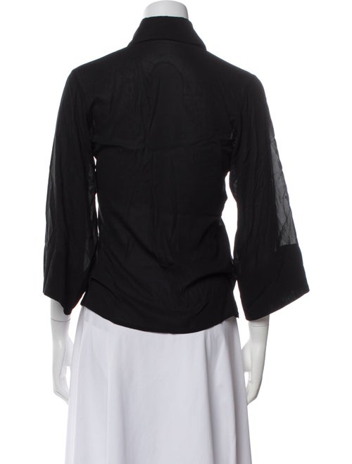 Dolce & Gabbana Silk Three-Quarter Sleeve Button-Up Top