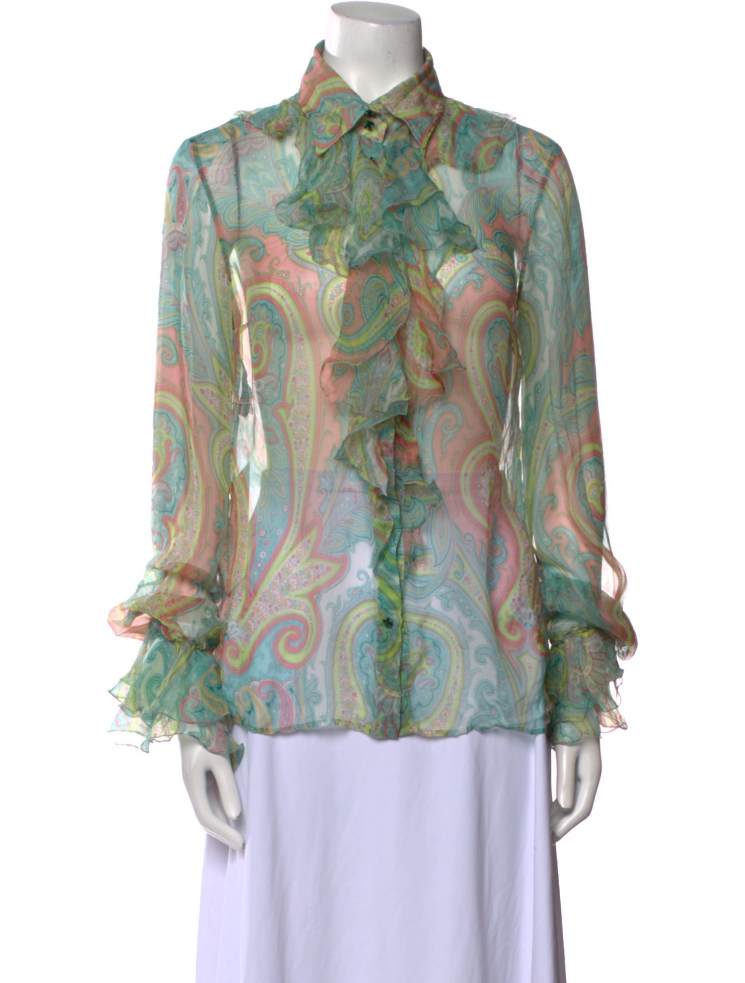 Dolce & Gabbana Paisley Print Long Sleeve Button-Up Top