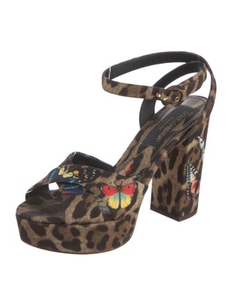 Dolce & Gabbana Canvas Animal Print Sandals