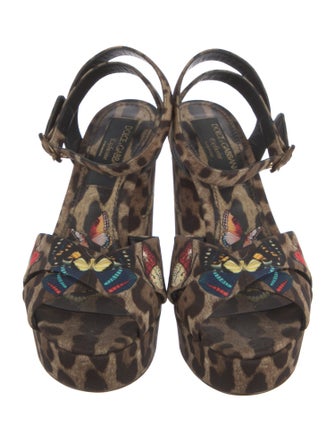 Dolce & Gabbana Canvas Animal Print Sandals