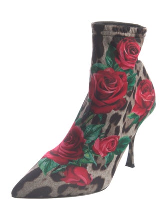 Dolce & Gabbana Neoprene Floral Print Sock Boots