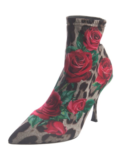 Dolce & Gabbana Neoprene Floral Print Sock Boots