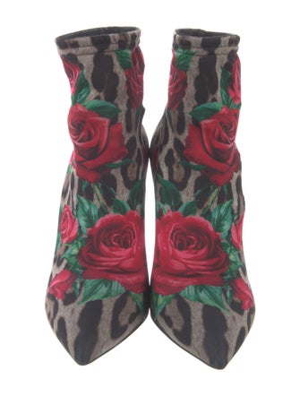 Dolce & Gabbana Neoprene Floral Print Sock Boots