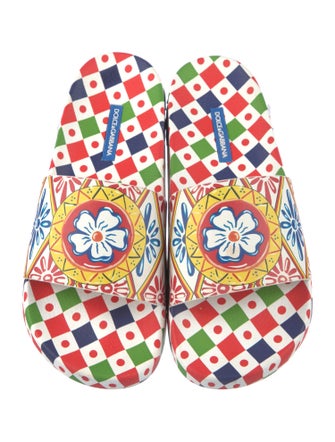 Dolce & Gabbana Carretto Print Rubber Slides