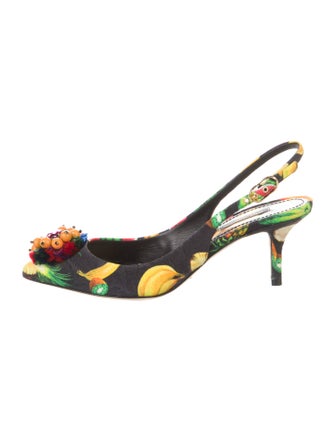 Dolce & Gabbana Canvas Printed Slingback Pumps