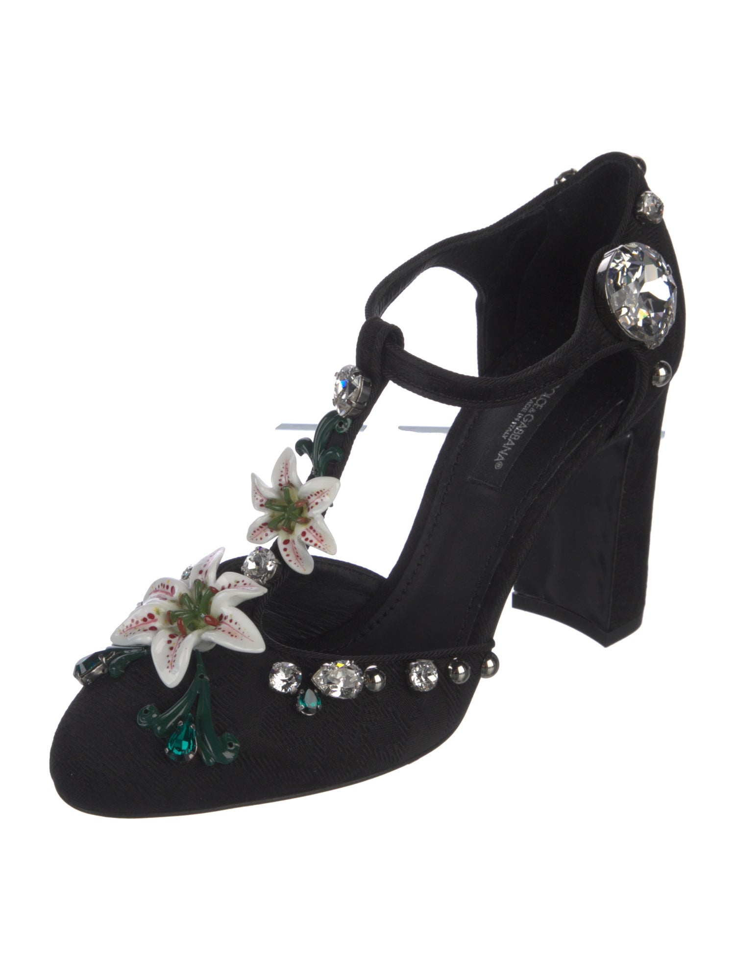 Dolce & Gabbana Crystal Embellishments T-Strap Pumps