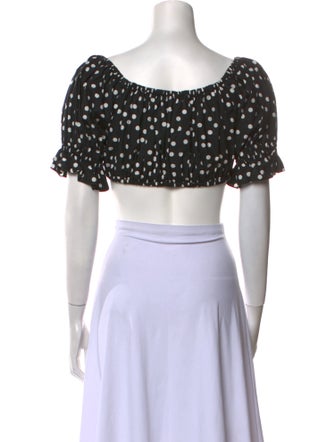Dolce & Gabbana Polka Dot Print Square Neckline Crop Top