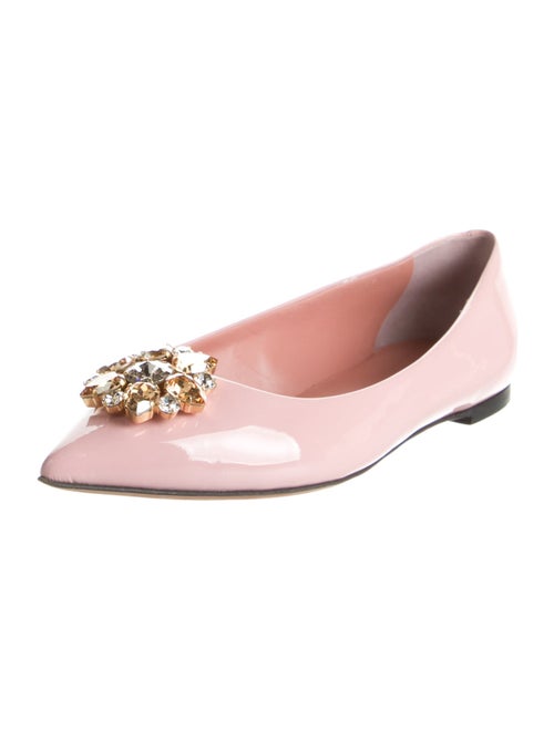 Dolce & Gabbana Patent Leather Crystal Embellishments Flats
