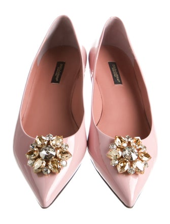 Dolce & Gabbana Patent Leather Crystal Embellishments Flats