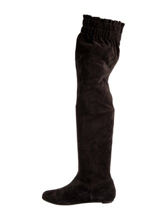 Dolce & Gabbana Suede Ruffle Embellishment Sock Boots