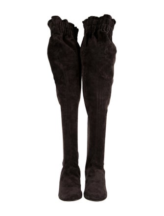Dolce & Gabbana Suede Ruffle Embellishment Sock Boots