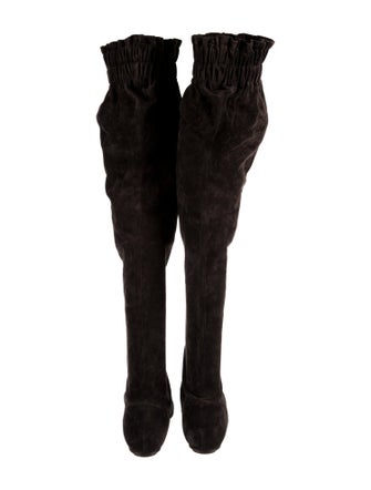 Dolce & Gabbana Suede Ruffle Embellishment Sock Boots