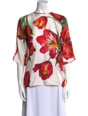 Dolce & Gabbana Silk Floral Print Blouse