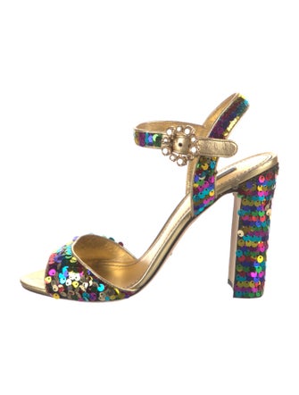 Dolce & Gabbana Sequins Crystal Embellishments Sandals