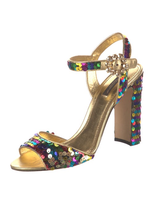 Dolce & Gabbana Sequins Crystal Embellishments Sandals