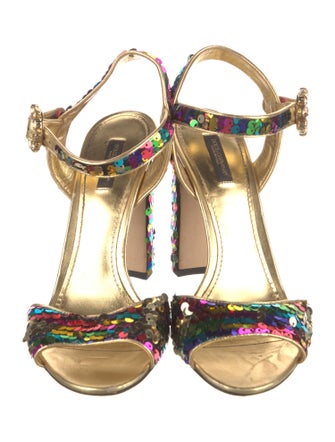 Dolce & Gabbana Sequins Crystal Embellishments Sandals