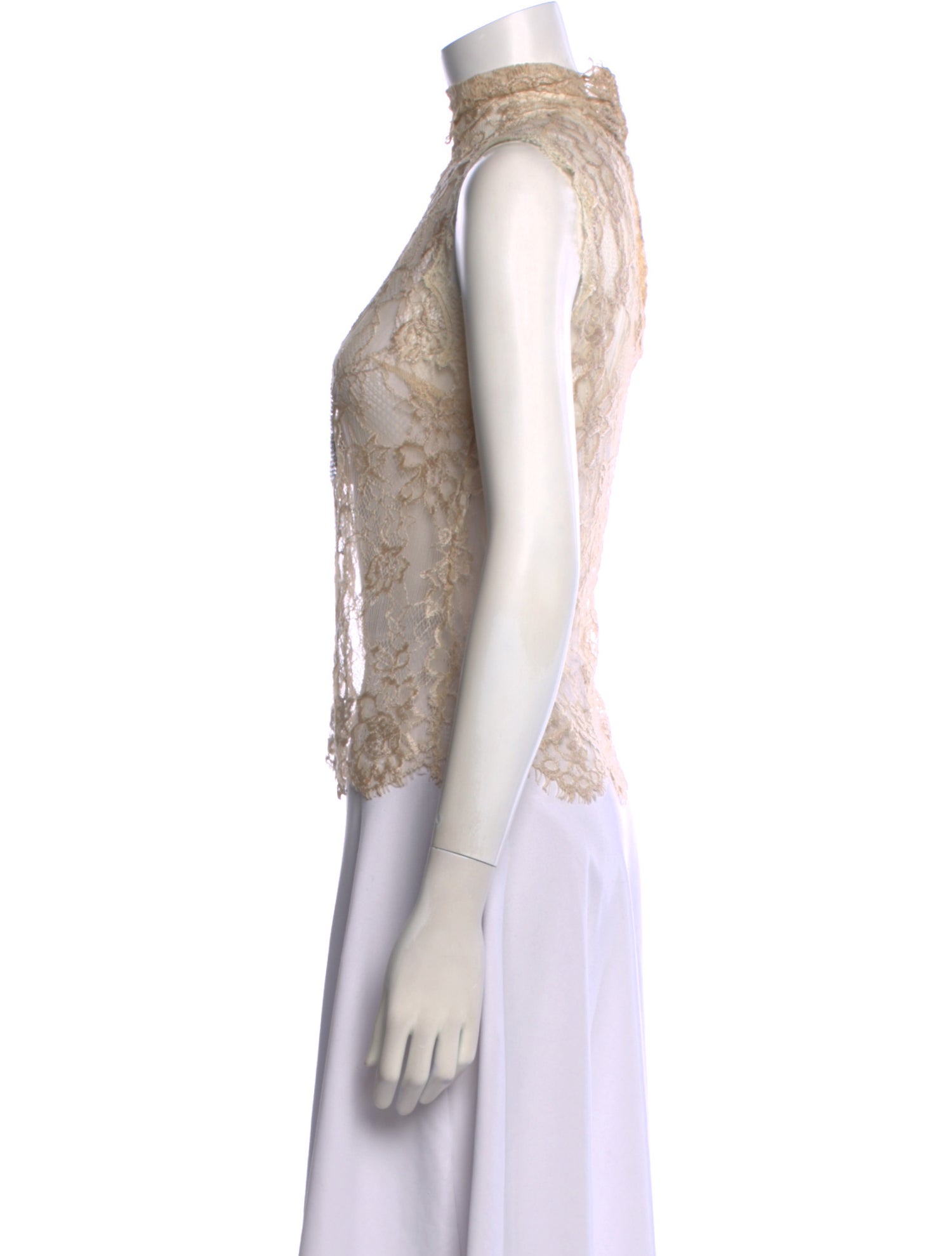 Dolce & Gabbana Lace Pattern Mock Neck Crop Top