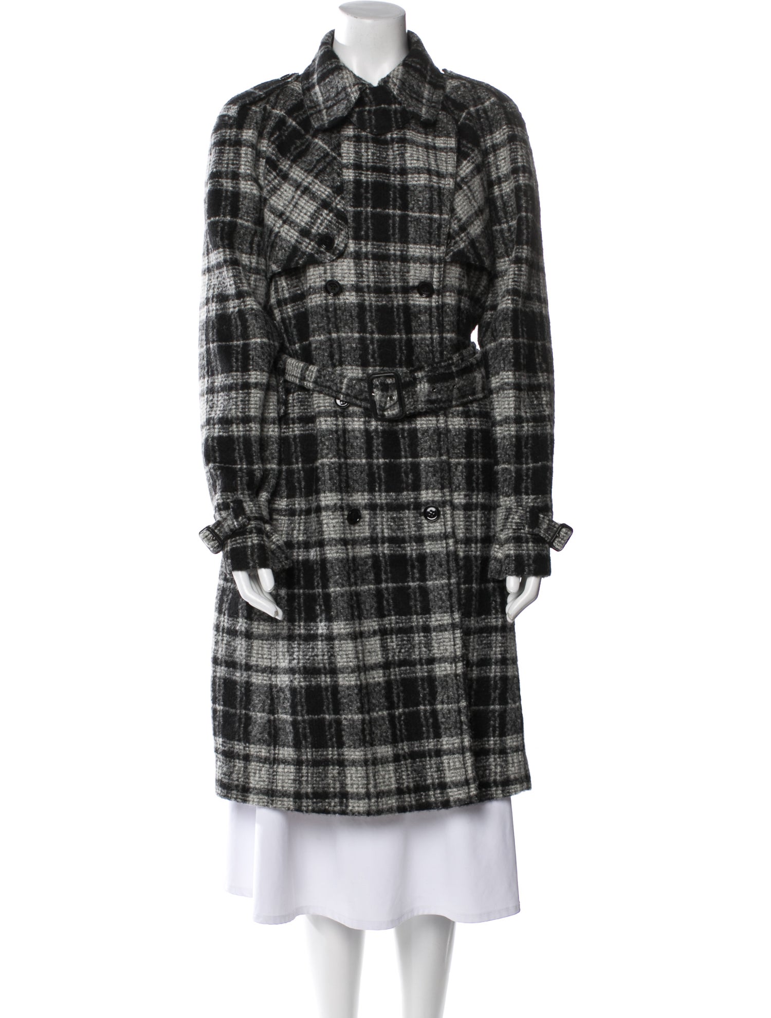 Dolce & Gabbana Plaid Print Trench Coat