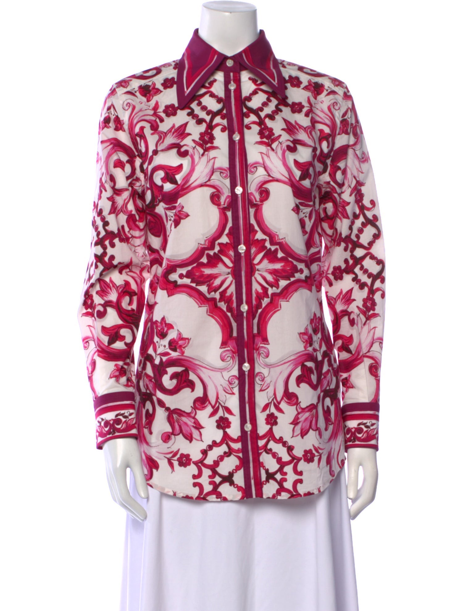 Dolce & Gabbana Printed Long Sleeve Button-Up Top