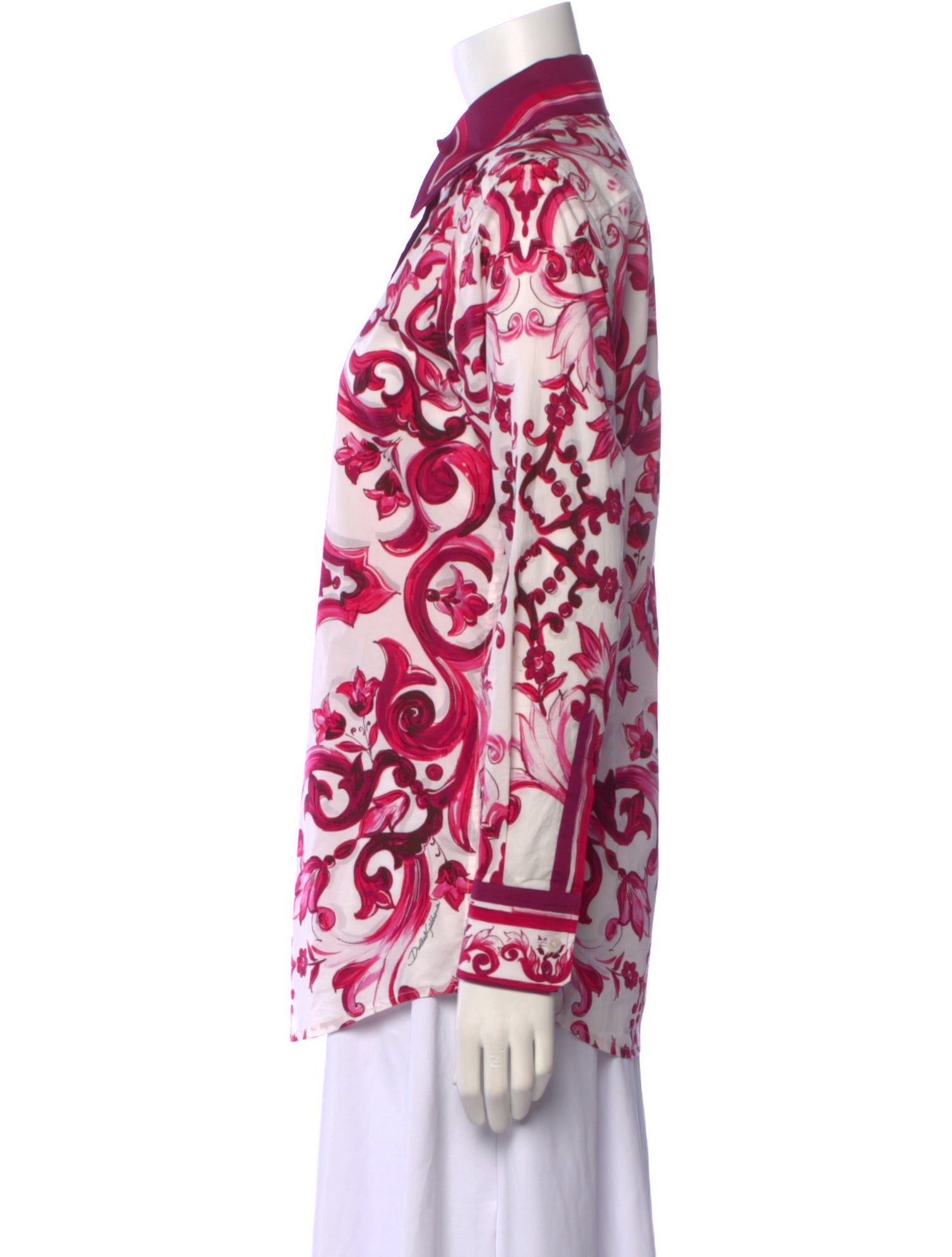 Dolce & Gabbana Printed Long Sleeve Button-Up Top