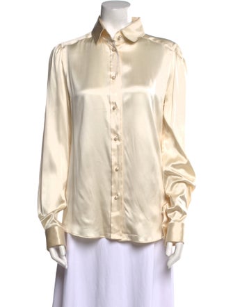 Dolce & Gabbana Silk Long Sleeve Button-Up Top