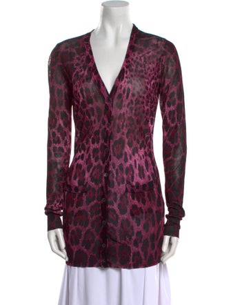 Dolce & Gabbana Animal Print V-Neck Sweater
