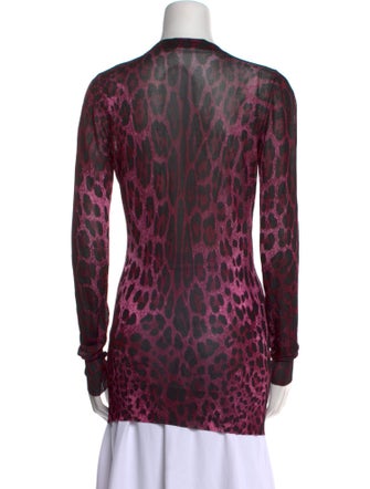 Dolce & Gabbana Animal Print V-Neck Sweater