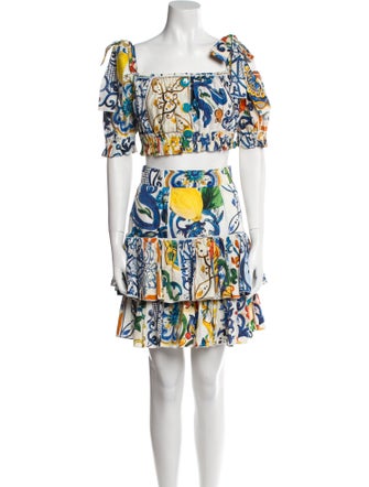 Dolce & Gabbana Printed Ruffle Embellishment Skirt Set
