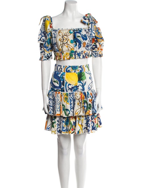 Dolce & Gabbana Printed Ruffle Embellishment Skirt Set